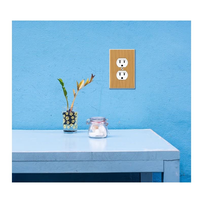 WIRESTER Duplex Outlet Cover Wall Plate/Switch Plate - Bamboo Wood