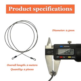 LIANCHEN 2 Pieces Anti-Theft Security Cable 2 m Safety Cable Braided Loop Cable Sport Safety Loop Steel Cable with Loop Bicycles Suitcase Yard Doors Patio Furniture (A)