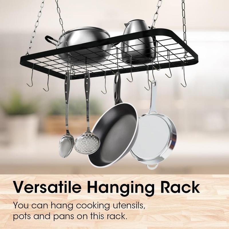 J JACKCUBE DESIGN Ceiling Pot Rack, 33 Inches Wall Hanging