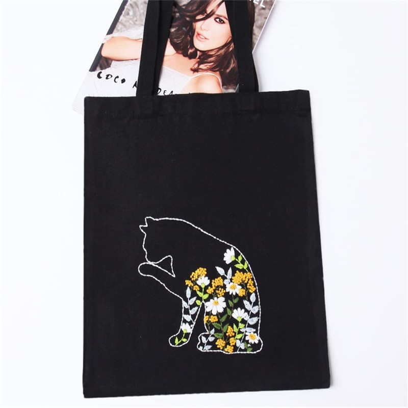 Embroidery Kit for Beginners with Canvas Bag, Embroidery Hoops, Threads,