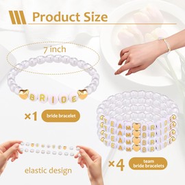 GMHLLES Team Bride Bracelets Pearl Bracelet With Sashes For Women Team Bride Accessories Gifts Hen Do Night Decorations Bridal Shower Favor Wedding Accessory