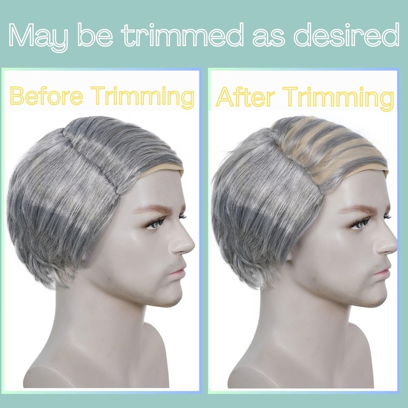 Grey Comb Over Wig Mens Bald Wig with Side Hair