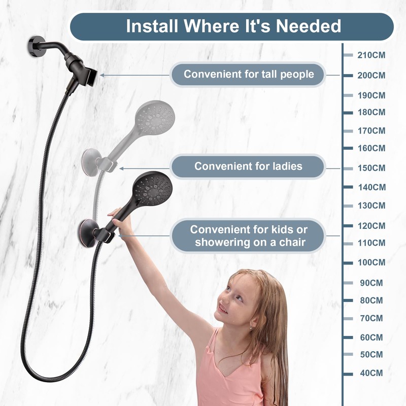 BRIGHT SHOWERS Strong Adhesive Shower Head Holder with Dual Angle