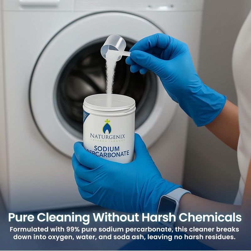 Naturgenix Sodium Percarbonate Powder 99% Purity - Oxygen Bleach, Hydrogen
