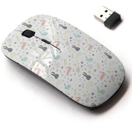 2.4G Wireless Mouse with Cute Pattern Design for All Laptops and Desktops with Nano Receiver - Childish Bunny Hand