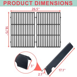 WEBROIL 66095 Grill Grates & 66032 Flavorizer Bars for Weber GS4 Genesis II/LX 300 Series, Grill Parts for Genesis II S-310,E-330,E-310,S-320,S-335,E-345,SE-310, Cast Iron Grids for Weber 66795, 66802