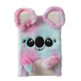 Newfancy Women Girls Unicorn Notebook Fuzzy Journals Journal Rainbow Tie Dye Faux Fur Diary Lined Paper for Writing, Koala Purple, one size