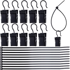 HINZIC 10pcs Garden Flag Clips and 10pcs Black Nylon Cable Ties Anti-Wind Outside Yard Valentines Wedding Decoration Flag Holder Stand Accessories