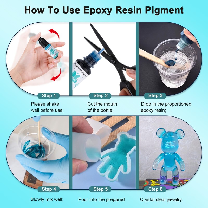 Epoxy Resin Pigment, 16 Colors Concentrated Liquid EpoxyResin Dye,10ml Each