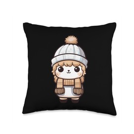 Cozy Winter Animals Inc Cute Alpaca Baby Winter Kawaii Cozy Throw Pillow, 16x16, Multicolor