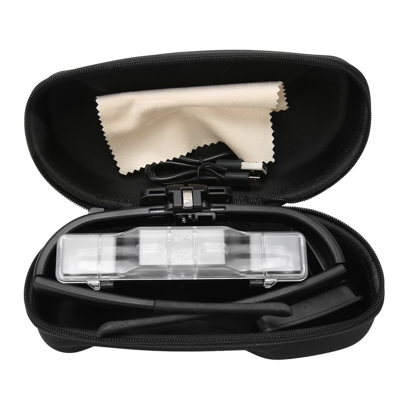 Rechargeable Head Magnifying Glasses with LED Light 2 Detachable Lenses