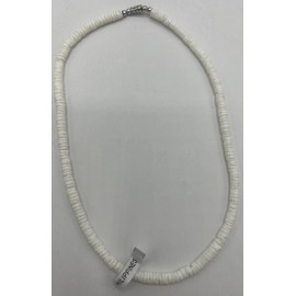 White Clam Heishe Puka Shell Tropical Beach Surfer Necklace Philippines 18"