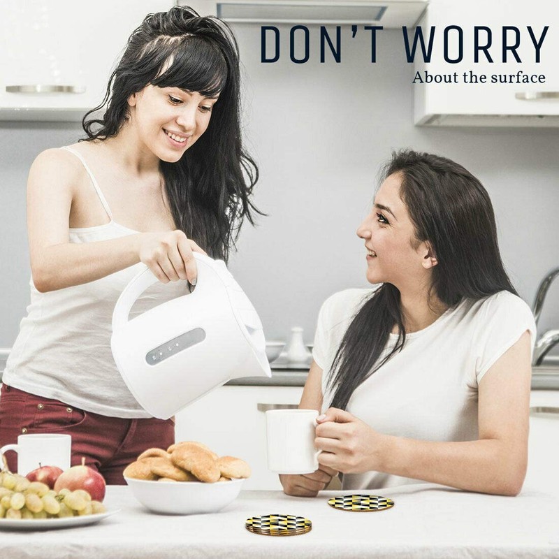 Destination Vinyl 4 Set - Yellow Black White Geometric Coasters