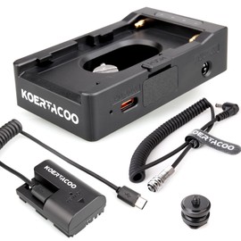 KOERTACOO NP-F Battery Adapter Plate Compatible with NP-F970 F960 F770 F750 F570 F550 Battery + BMPCC 4K and 6K DC Cable and LP-E6 Dummy Battery to Power Blackmagic Pocket Cinema Camera 4K/6K.