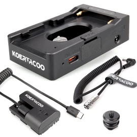 KOERTACOO NP-F Battery Adapter Plate Compatible with NP-F970 F960 F770 F750 F570 F550 Battery + BMPCC 4K and 6K DC Cable and LP-E6 Dummy Battery to Power Blackmagic Pocket Cinema Camera 4K/6K.