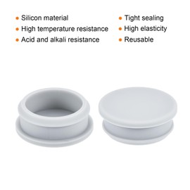 MECCANIXITY Silicone Snap in Locking Hole Plugs,Rubber Panel Seal Cover Flush Type Panel Round for Kitchen Rubber Bulkheads Waterproof Sealing Plugs 38.6mm/1.5 Inch Diameter Grey,Pack of 2