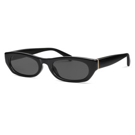 SOJOS Retro Rectangle Polarized Sunglasses for Women Men Vintage Trendy Narrow Y2k Sunnies SJ2363, Black/Grey