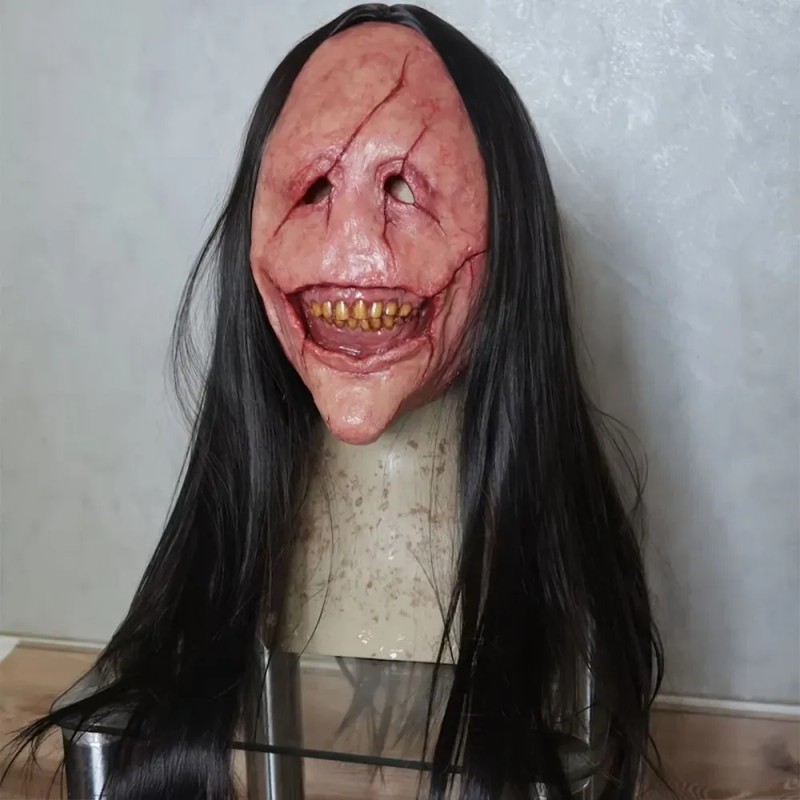 Máscara De Diablo Con Cara Roja De Pelo Largo, Máscaras