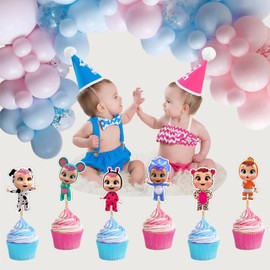 Cry Babes Cupcake Toppers – Cute Baby Doll-Inspired Party Decorations for Girls Birthday, Baby Shower, Toy-Themed Celebration or Kids Party Favors