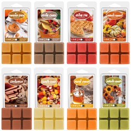 SoulOrigin Herbst Duft Wachs Schmelzen, Duft Wachs Block Duft Soja Wachs Würfel Set mehrere Aromen für Home Wachs Wärmer-Apfel Zider, Kürbis Gewürz, Herbst Ernte, Zimt und Ahornsirup, 8x2.5oz