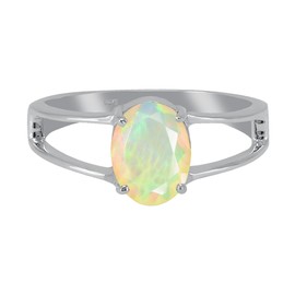 TISHAVI Natural Solitaire Ethopian Opal Ring Size 7 For Women silver, October Birthstone Ring Women'S Day Gifts For Mom Wife Sister