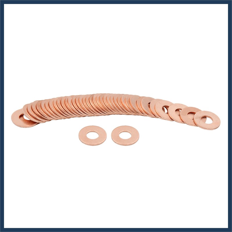 INFINAUTO 40pcs 6mm Inner Dia Copper Washers Flat Sealing Gaskets