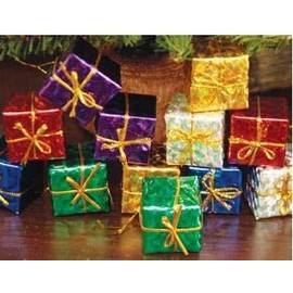 Package of 48 Miniature Assorted Foil Gift Boxes for Christmas & Holiday