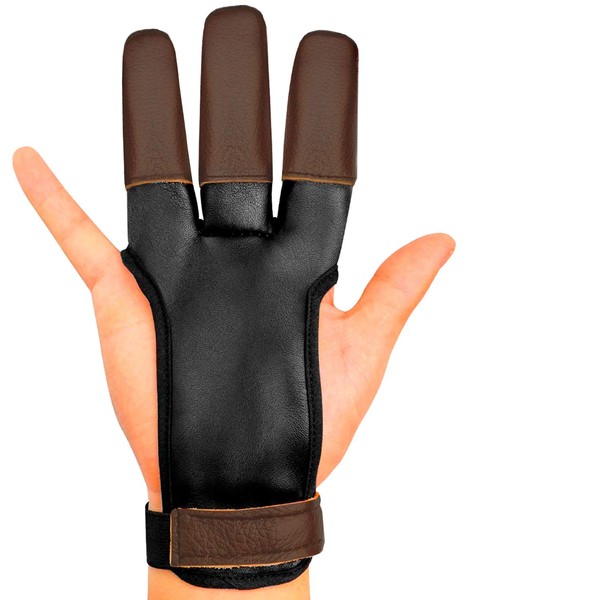 KESHES Archery Glove Finger Tab Accessories - Leather Gloves for Recurve & Compound Bow - Three Finger Guard for Men Women & Youth (X-Large)