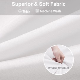 Shower Curtain for Bathroom with Metal Hooks Linen Fabric Shower Curtain Heavy Duty Bath Curtain for Wet Room Bathtub Shower Stall, Hotel Quality, Weighted Hem, Waterproof - 92 x 182cm (White)