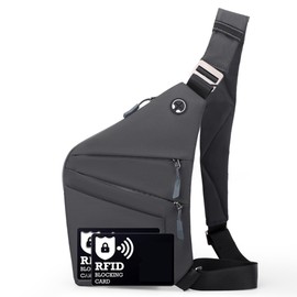 Ibalulu Gipfelfreund Anti-Theft Bag, Anti-Theft Shoulder Bag with Multiple Pockets, Shoulder Bag, Water Resistant Chest Bag, Security Bag, Travel, Anti-Theft for Men and Women, Right shoulder - grey