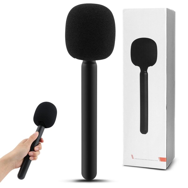Microphone Handle, Wireless Interview Microphone Adapter Handle Holder for Mic