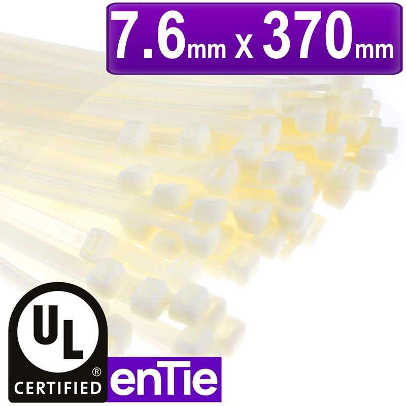 enTie Natural White Cable Ties 7.6 mm x 370 mm