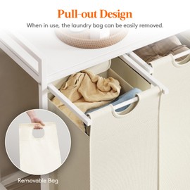 Lifewit Laundry Hamper 4 Section, 168L Pull out Laundry Clothes Basket Organizer with Large Top Shelf and 4 Removable Bags and Handles for Laundry Room Bedroom Bathroom, White with A Shelf