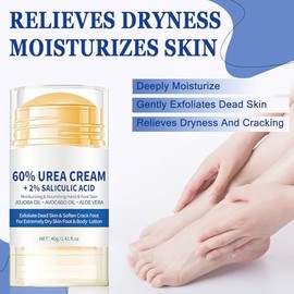 2 unidades de crema de urea al 60% más 2% de ácido salicílico para pies, crema hidratante y antiagrietamiento para pies, crema de urea de máxima resis