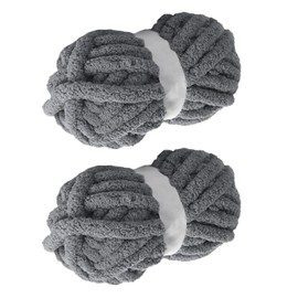 Gray Chunky Yarn, 2 PCS Chunky Chenille Yarn for Hand Knitting, Bulky Thick Chunky Plush Yarn for DIY, Extra Bulky Chunky Yarn for Hand Knitting Blankets (30 Yards, 8.8 Ounces Each)