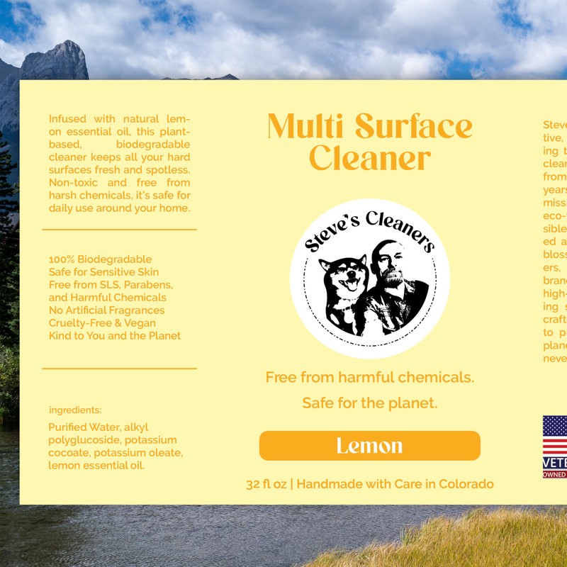 Steve's Cleaners Plant-Based Multi-Surface Cleaner – Streak & Residue-Free All-Purpose