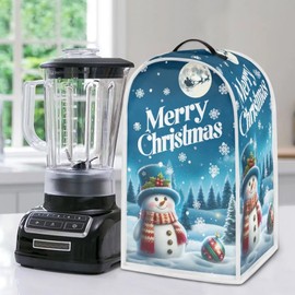 HUISEFOR Merry Christmas Blender Cover Dust Cover Christmas Kitchen Decor Cute Snowman Appliance Dust Cover for Small Food Processor Coffee Maker Juice Maker