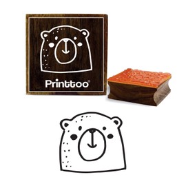 Printtoo Scrap-Booking Teddy Bear Face Design Square Wooden Rubber Stamp Block-2 x 2 Inches