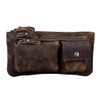 Leather Waist Pack Riñonera de piel estilo clásico, para hombres y mujeres, para viajes, senderismo, correr, cadera, cinturón, delgada, para teléfono celular, portafolios, bolsa de café, Pequeño