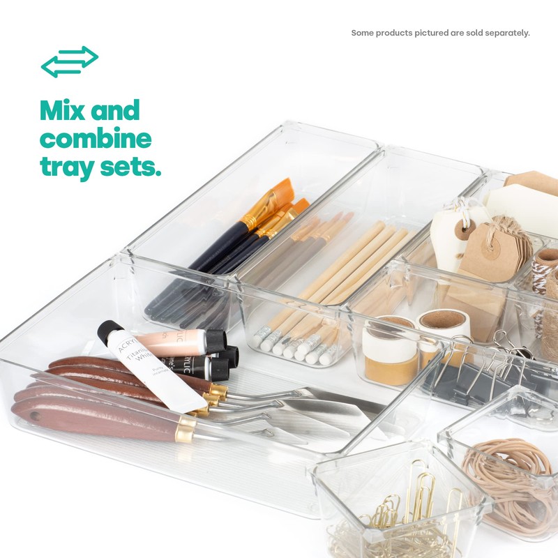 LIVIVO Drawer Desk Organiser Made From Clear Plastic Storage Box