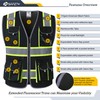JKSafety 10 Pockets Hi-Vis Neon Color Frontal Zipper Mesh Safety