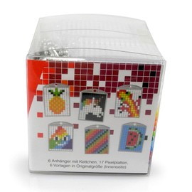 Pracht Creatives Hobby P90006-63501 - Pixel Fun Craft Set for 6 Lockets, Key Ring for Children, Boys and Girls - Ideal as a Small Gift or Party Bag Item for Children's Birthday Parties, Craft set 28
