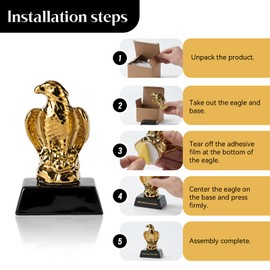 Eagle Trophy Golden Hawk Statue Modern Ceramic Eagle Sculpture Trophies Reward, Trump Gifts for Trump Supporters and Patriotic AmericansPerfect for Home Decor, Office Decor (Black Base)
