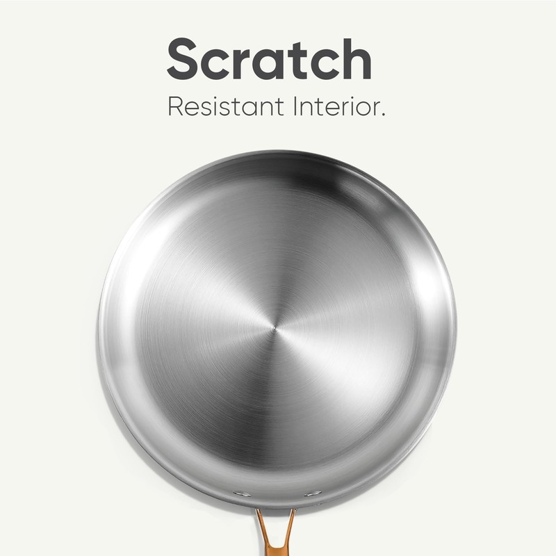 CAROTE 10" Tri-Ply Stainless Steel Frying Pan, Non-Toxic Fry Pan