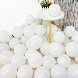 10 inch White Party Balloons 50 Pack Strong Thicken Latex Balloons For Happy Birthday, Kids Party, Weddings, Baby Shower Events Decorations Accessories (White, 50 PCS 10 inch)
