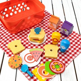 Fat Brain Toys Pretendables Picnic Basket Set - Pretendables Picnic Basket - New Imaginative Play for Ages 3 to 7
