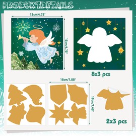 DPKOW 2024 Advent Calendar Cards Set, 24 Greeting Cards DIY Scratch Off Surprise Card for Advent Calendar with Christmas Scratch Off Stickers + 24 Advent Calendar Stickers + Clips + Rope