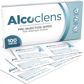 Alcoclens Pre-Injection Alcohol Wipes/Swabs Box of 100 Sachets