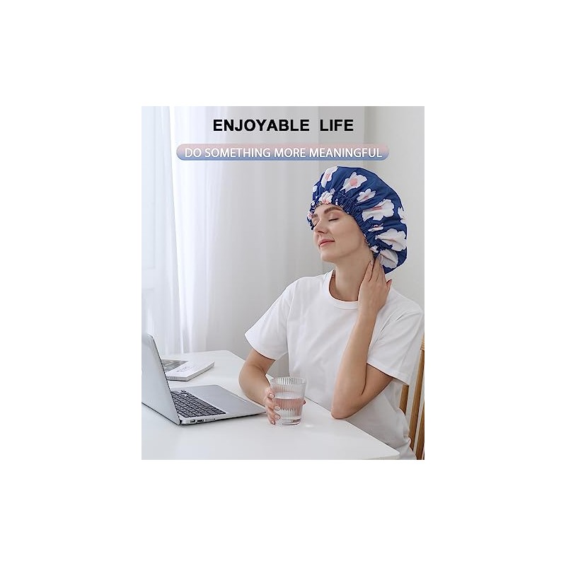 Gorro Ducha Gorros Mujer Reutilizables Impermeables Dos Capas Grandes Aptos