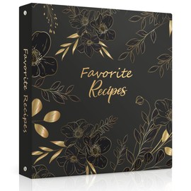 Recipe Binder with Plastic Sleeves, Full Page Cards and Dividers, Recipe Binder 8.5x11 3 Ring, Blank Recipe Book Binder to Write in Your Own Recipes (Black Floral)